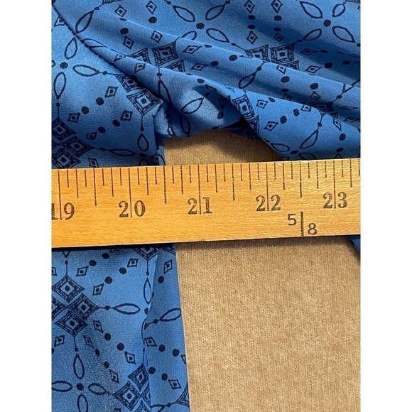 Liz Claiborne Blouse Women's Petite Large Blue Mid Length Balloon Sleeve - Picture 6 of 11